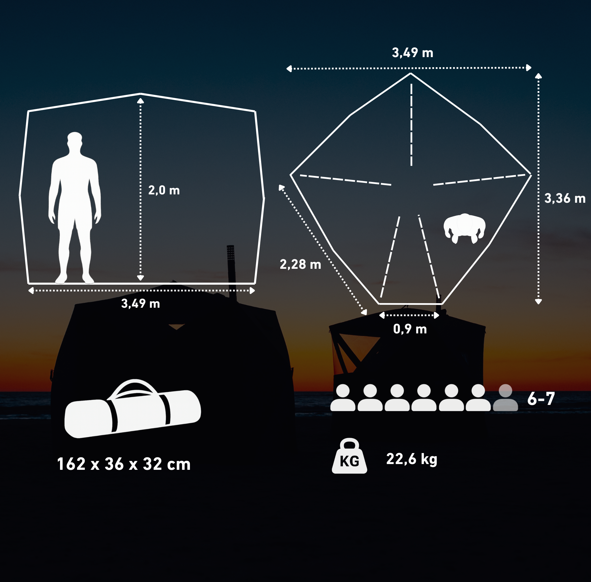 Set : tente de sauna Fjorden + poêle + accessoires de sauna + tonne à glace