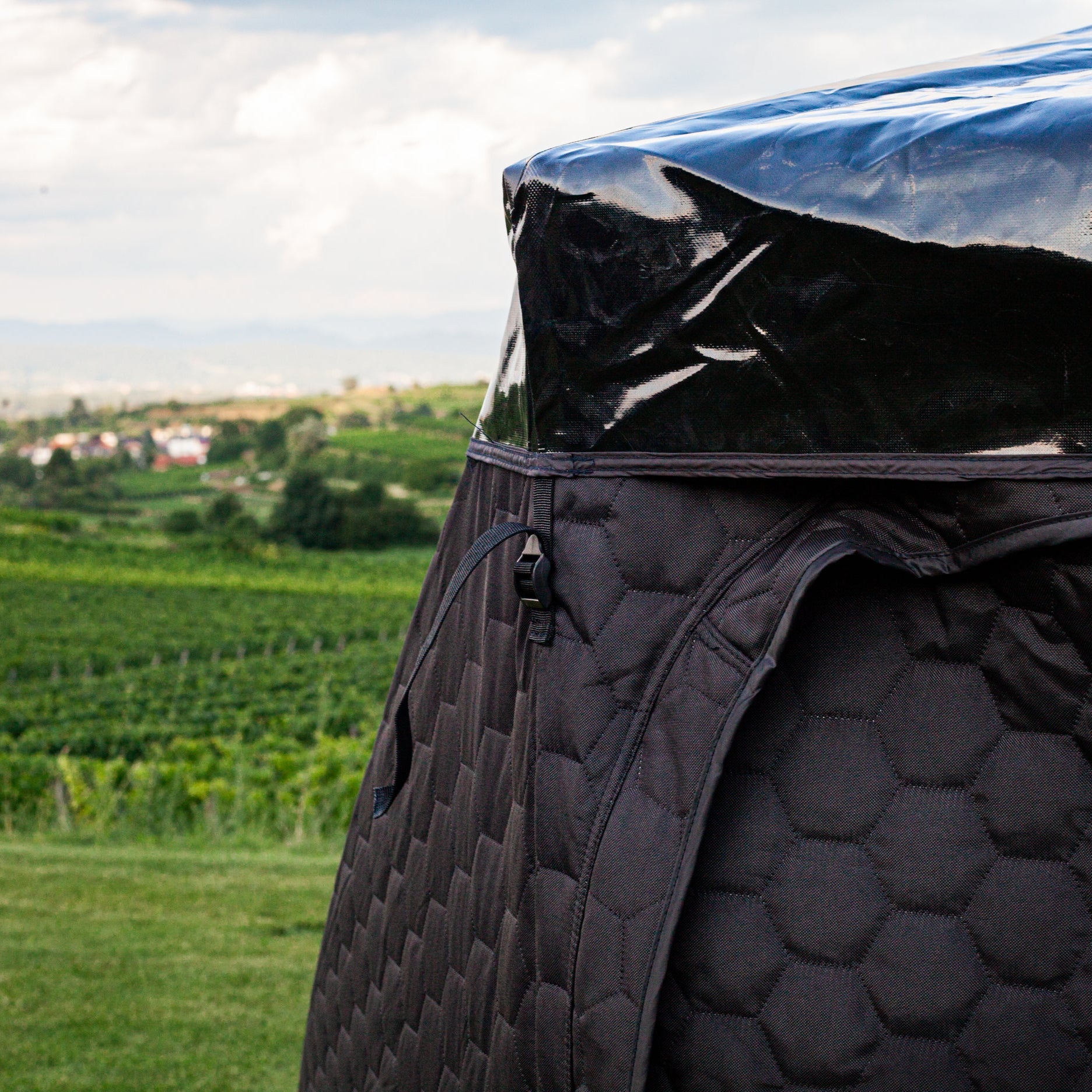 Set: Saunazelt Dalen + Ofen + Sauna-Zubehör + Regenschutz + Eistonne