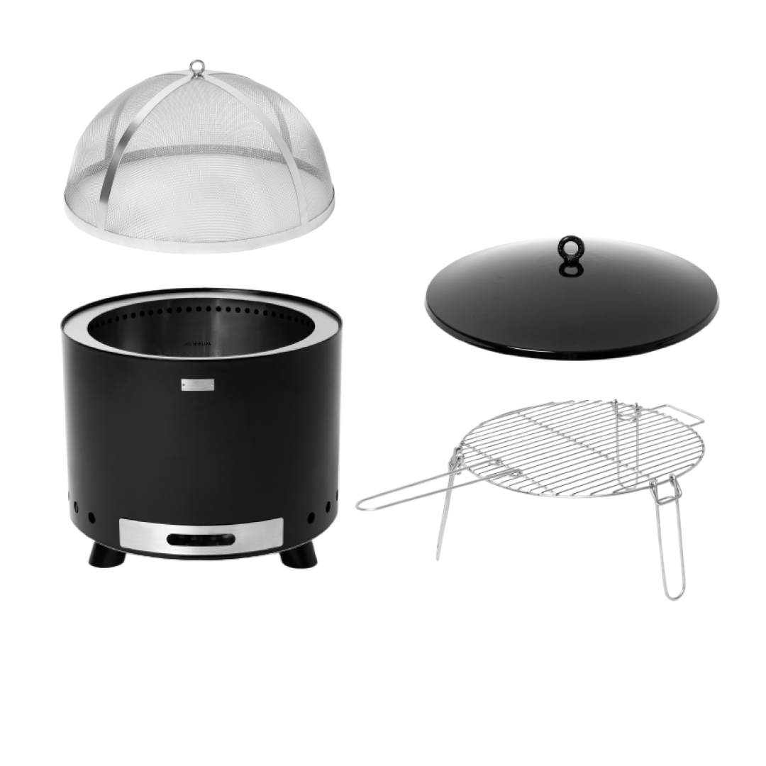 Ensemble : Senja + couvercle + grille de cuisson + pare-étincelles