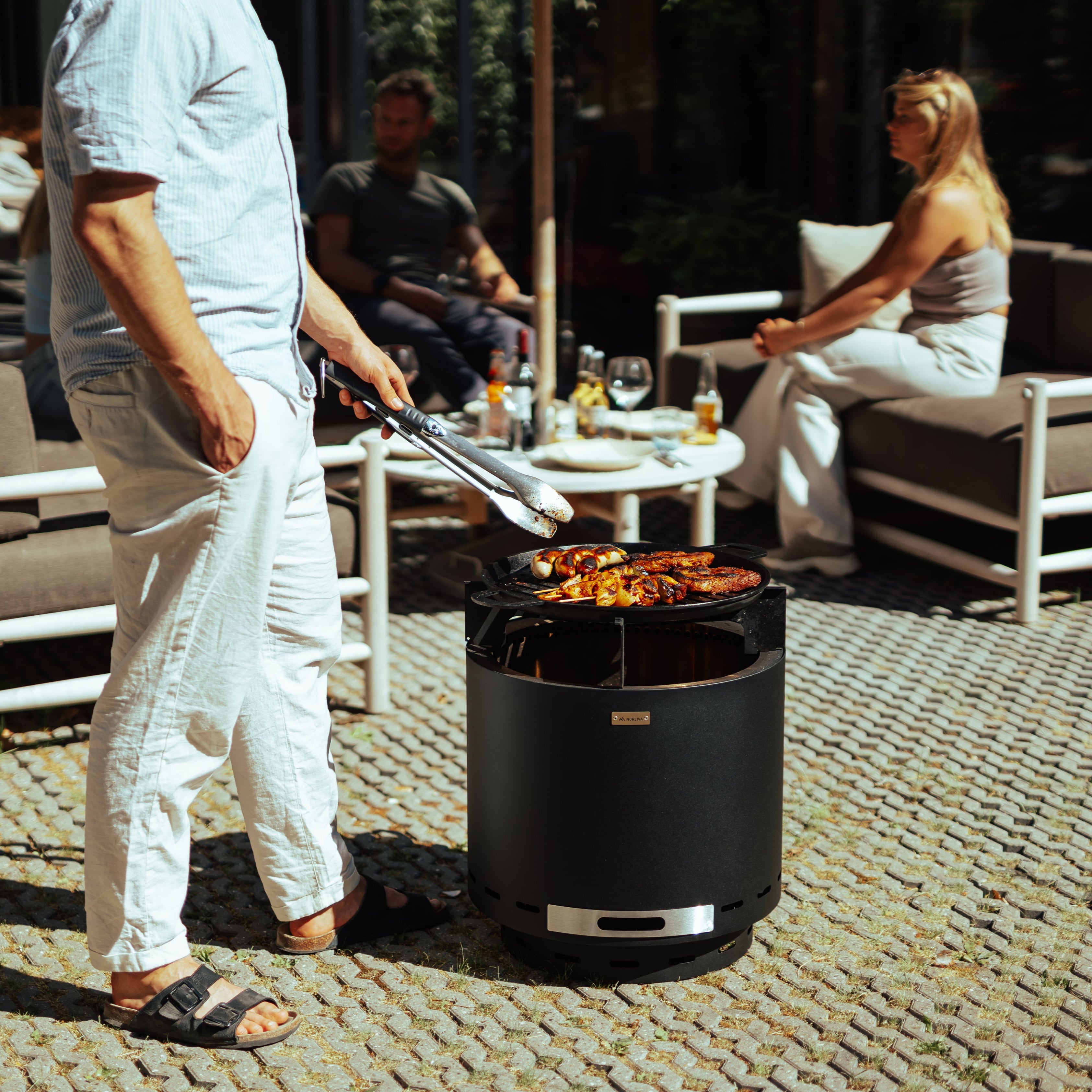 Set: Skara + Deksel + Gietijzeren-grillrooster