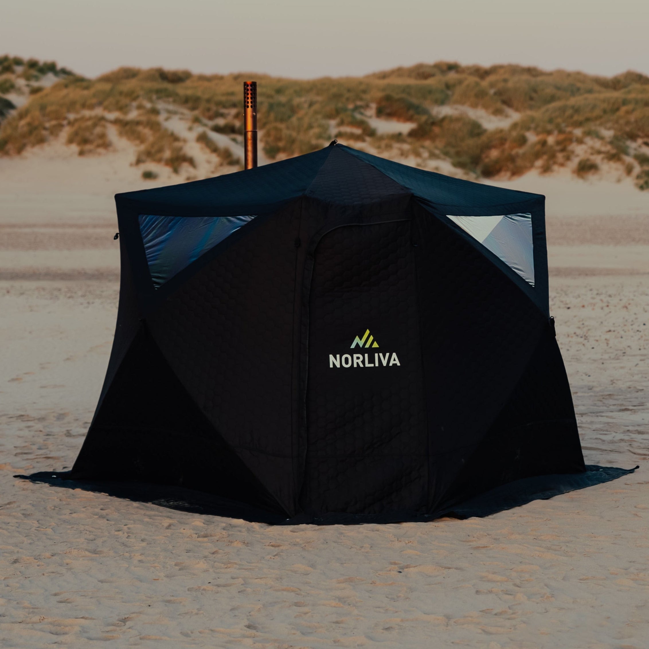 Set : tente de sauna Fjorden + poêle + accessoires de sauna + tonne à glace