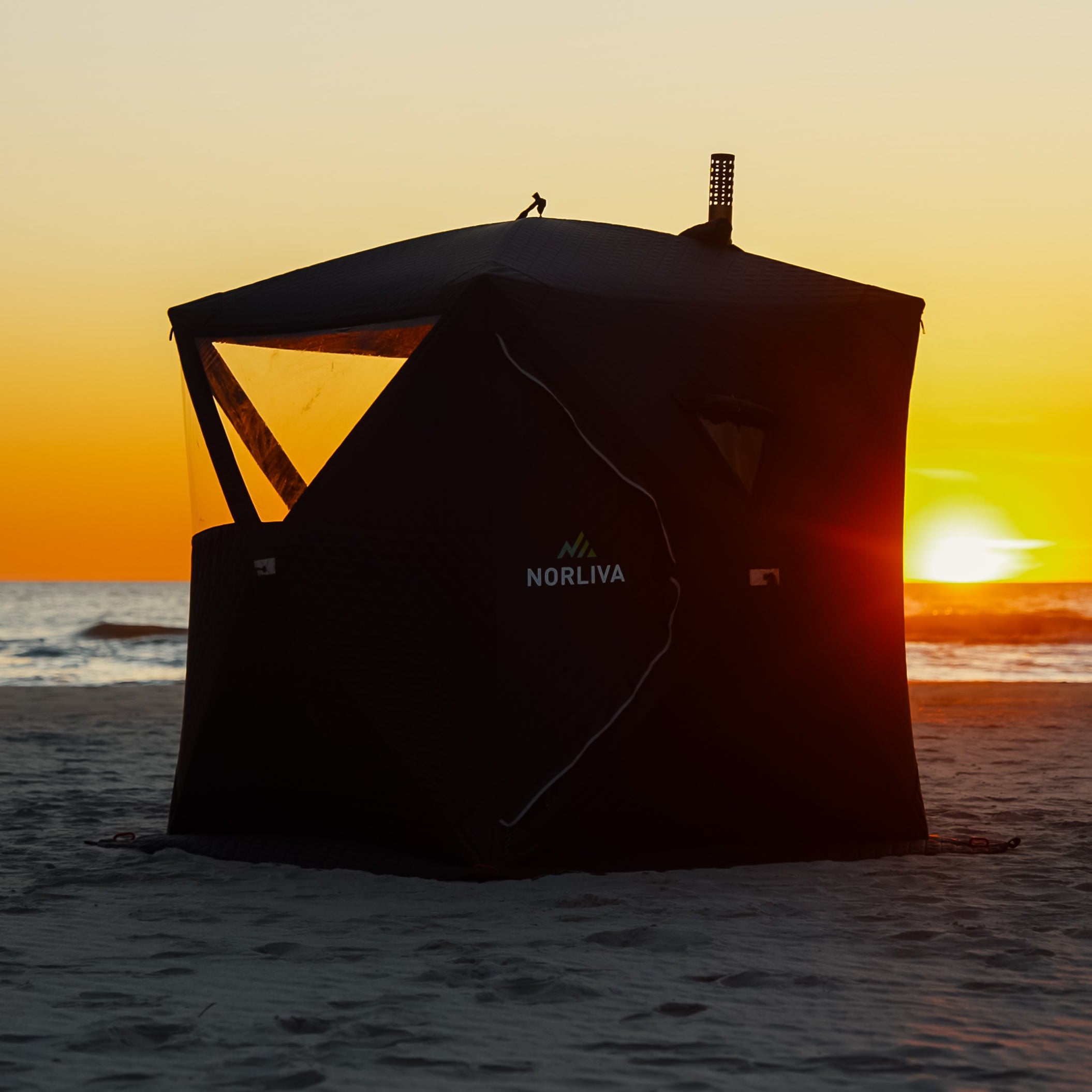 Ensemble : tente sauna Isen + poêle + accessoires sauna + bancs + tonneau à glace