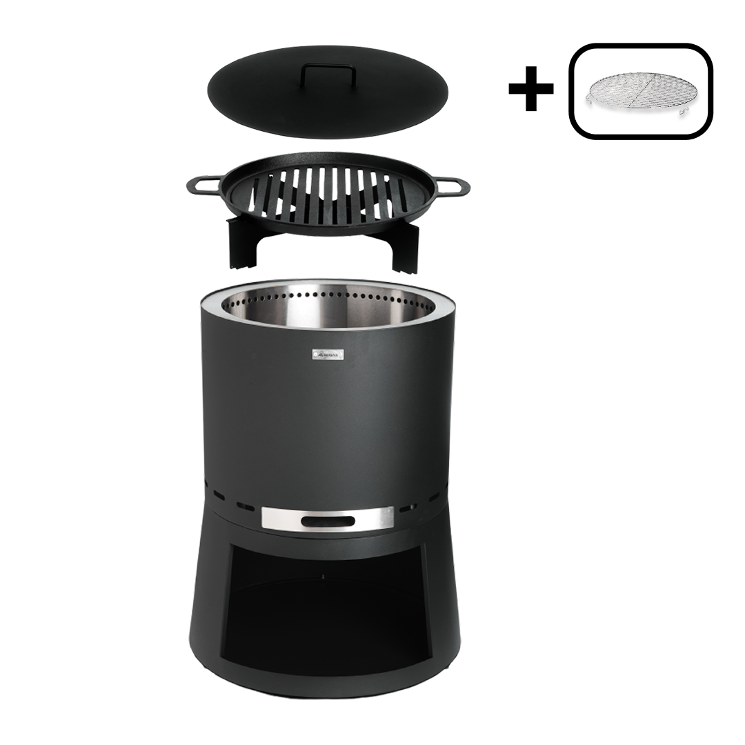 Set : Skara Pluss + couvercle + grille en fonte