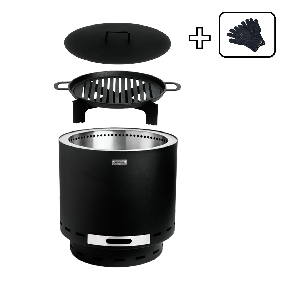 Ensemble : Skara + couvercle + grille en fonte