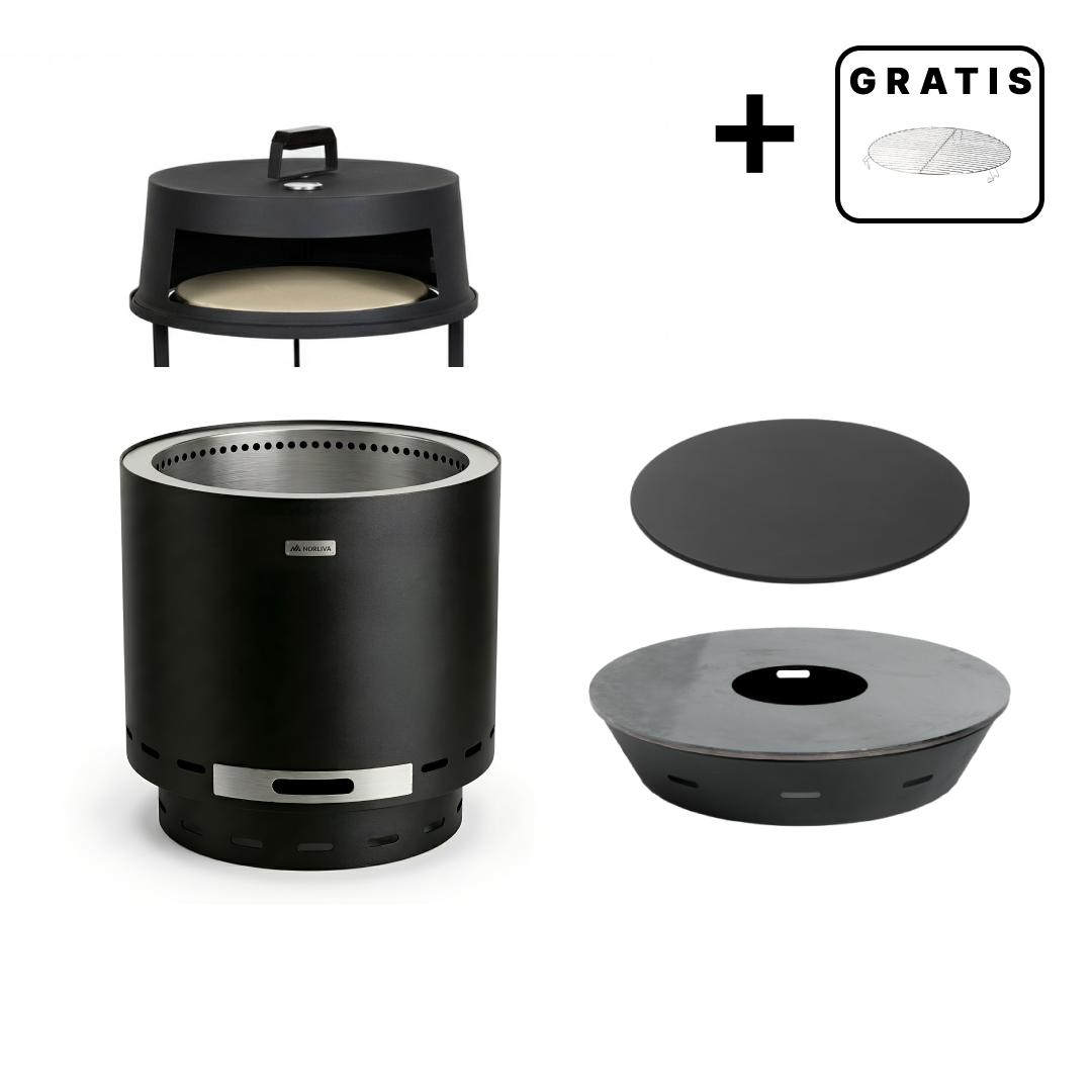 Ensemble : Skara + couvercle + plaque de cuisson pour brasero + accessoire four à pizza