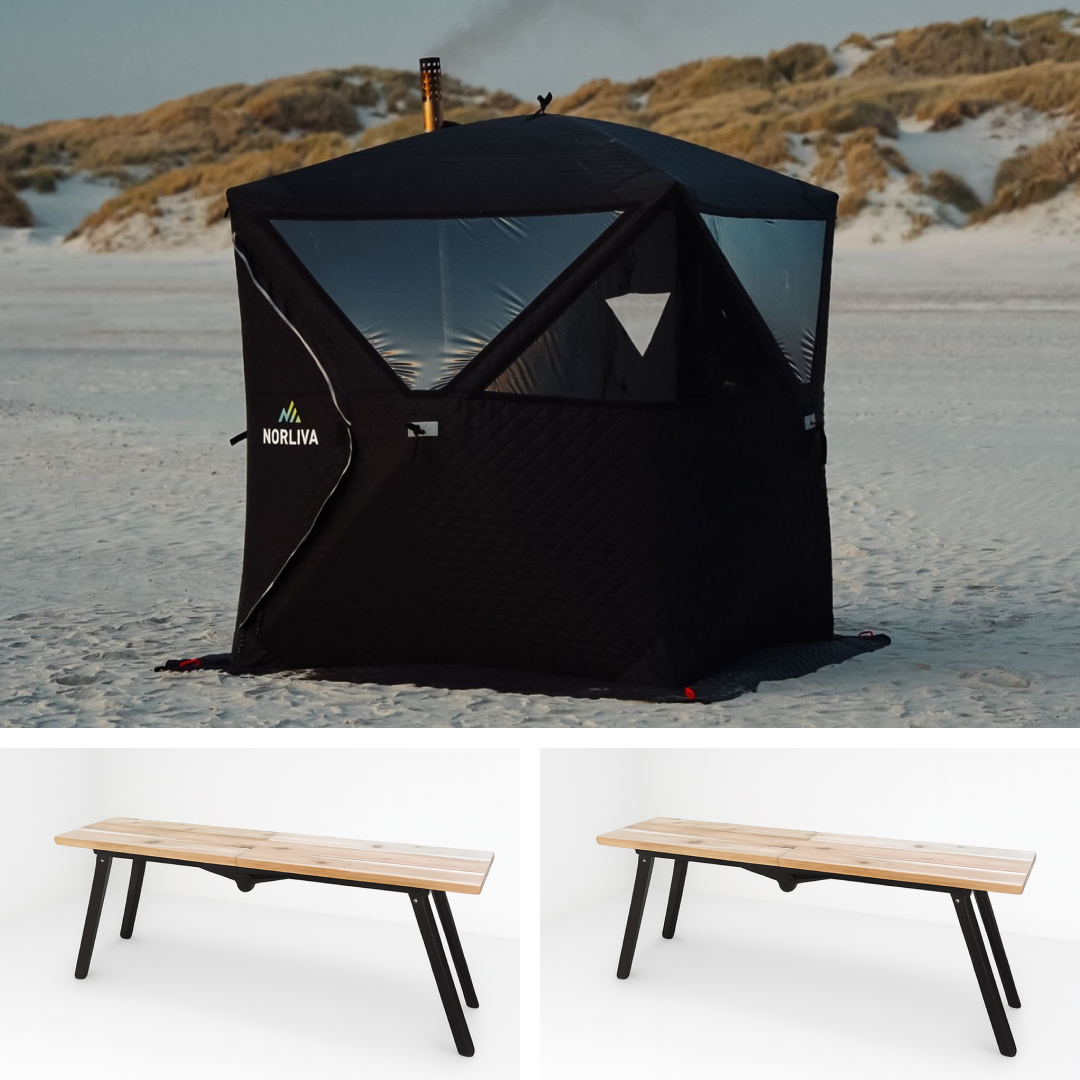 Ensemble : tente sauna Isen + poêle + bancs