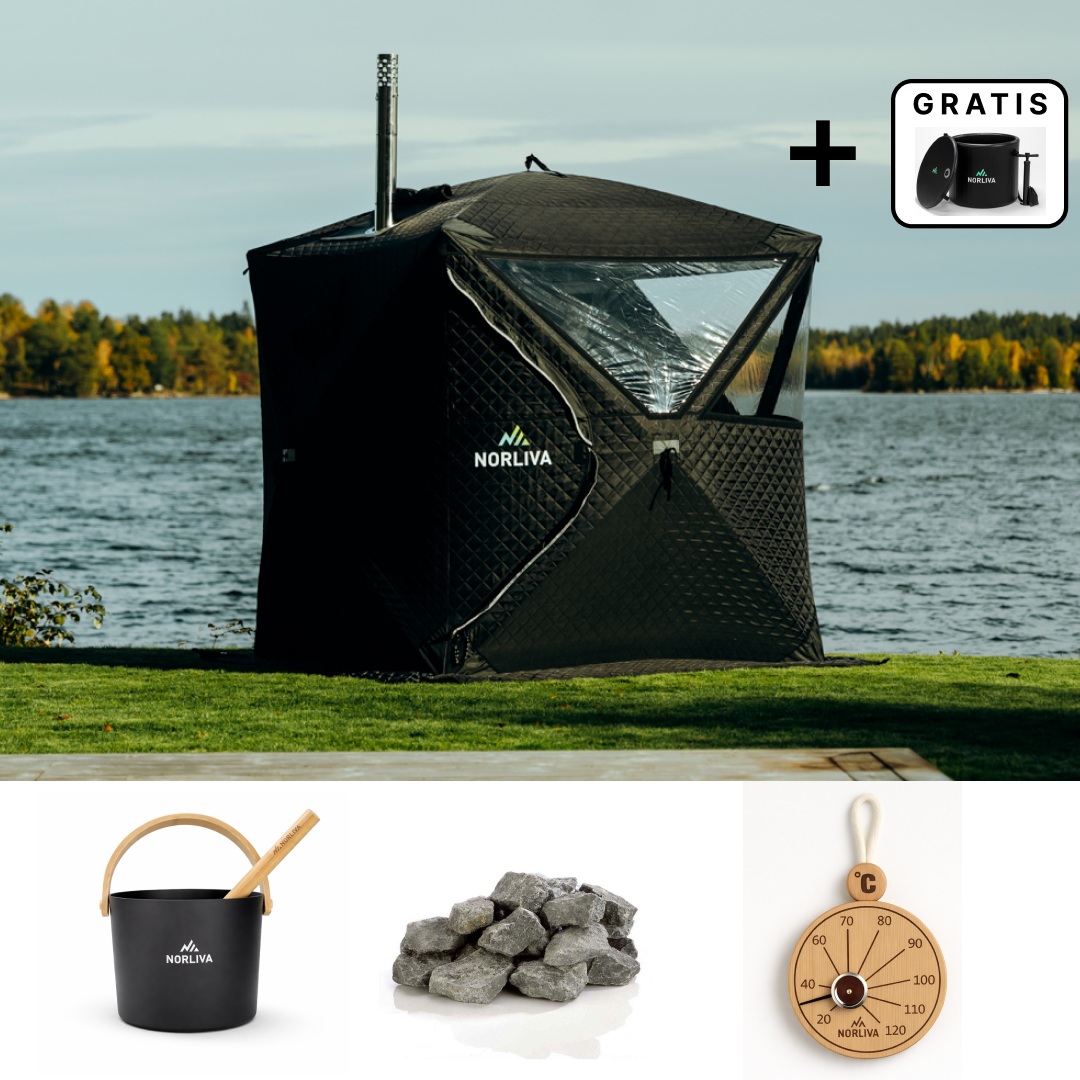 Set: saunatent Isen 3.0 + kachel + sauna-accessoires