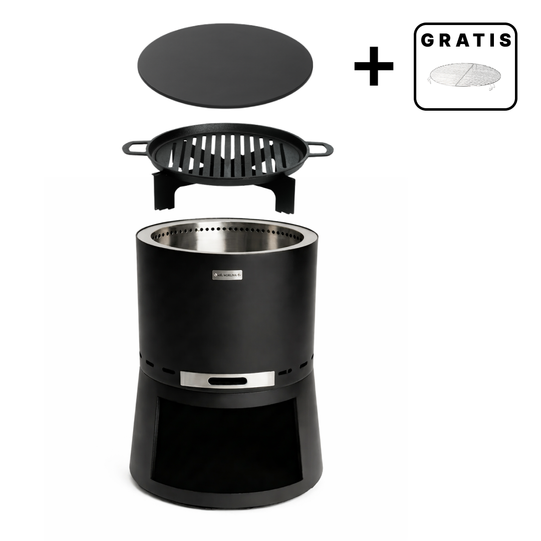 Ensemble : Skara Pluss + couvercle + grille de cuisson en fonte