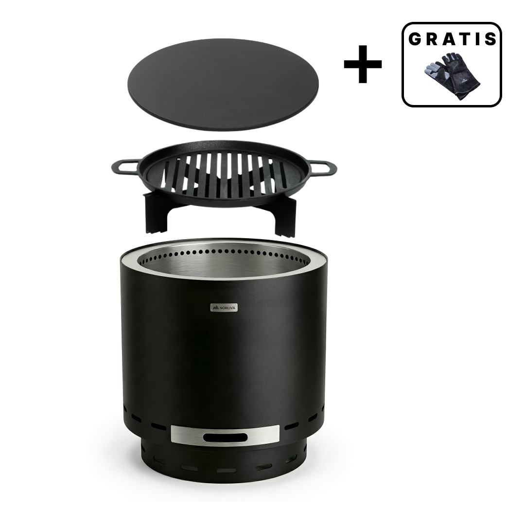 Set: Skara + Deksel + Gietijzeren grillrooster