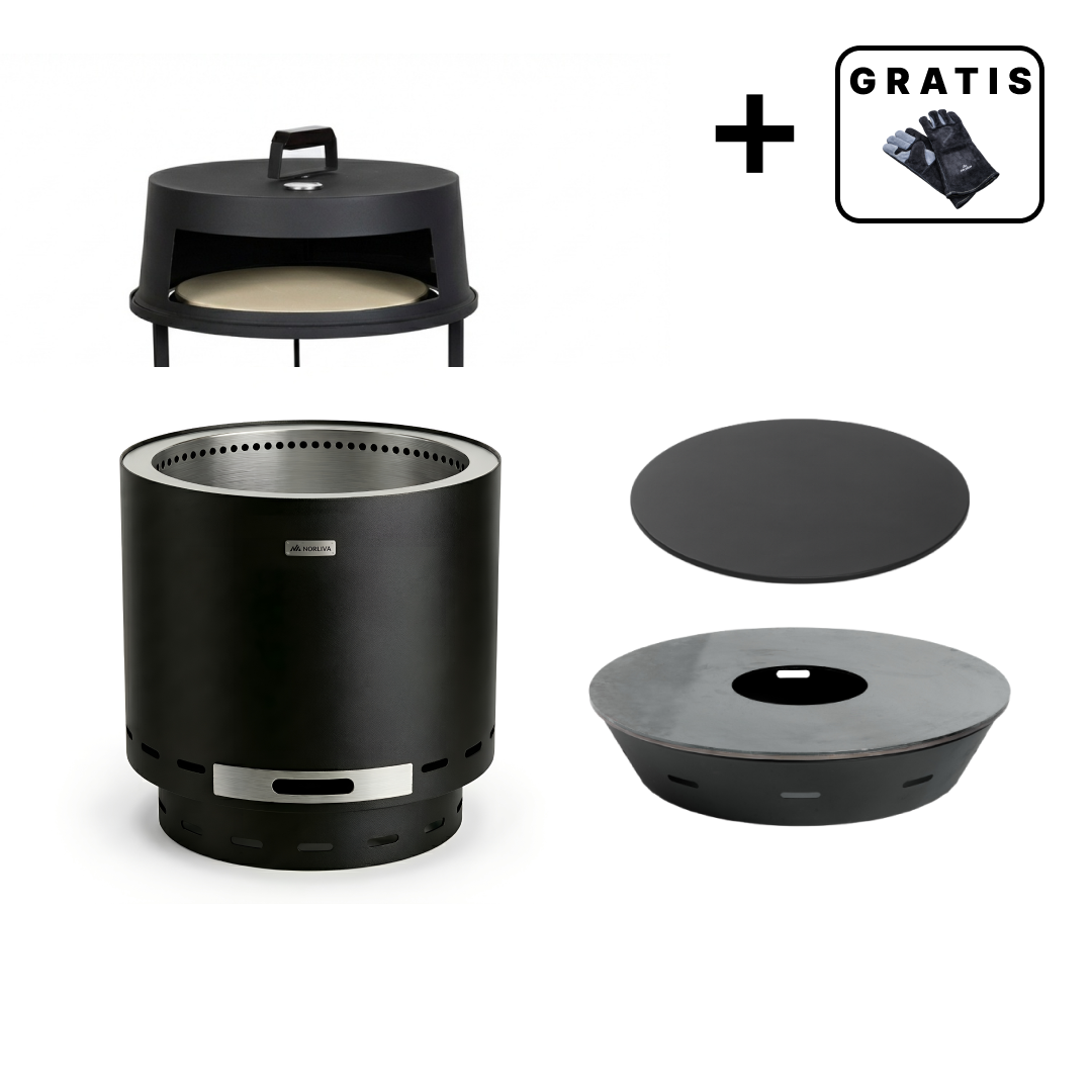 Set: Skara + Deksel + Vuurplaatgrill + Pizzaoven-opzetstuk